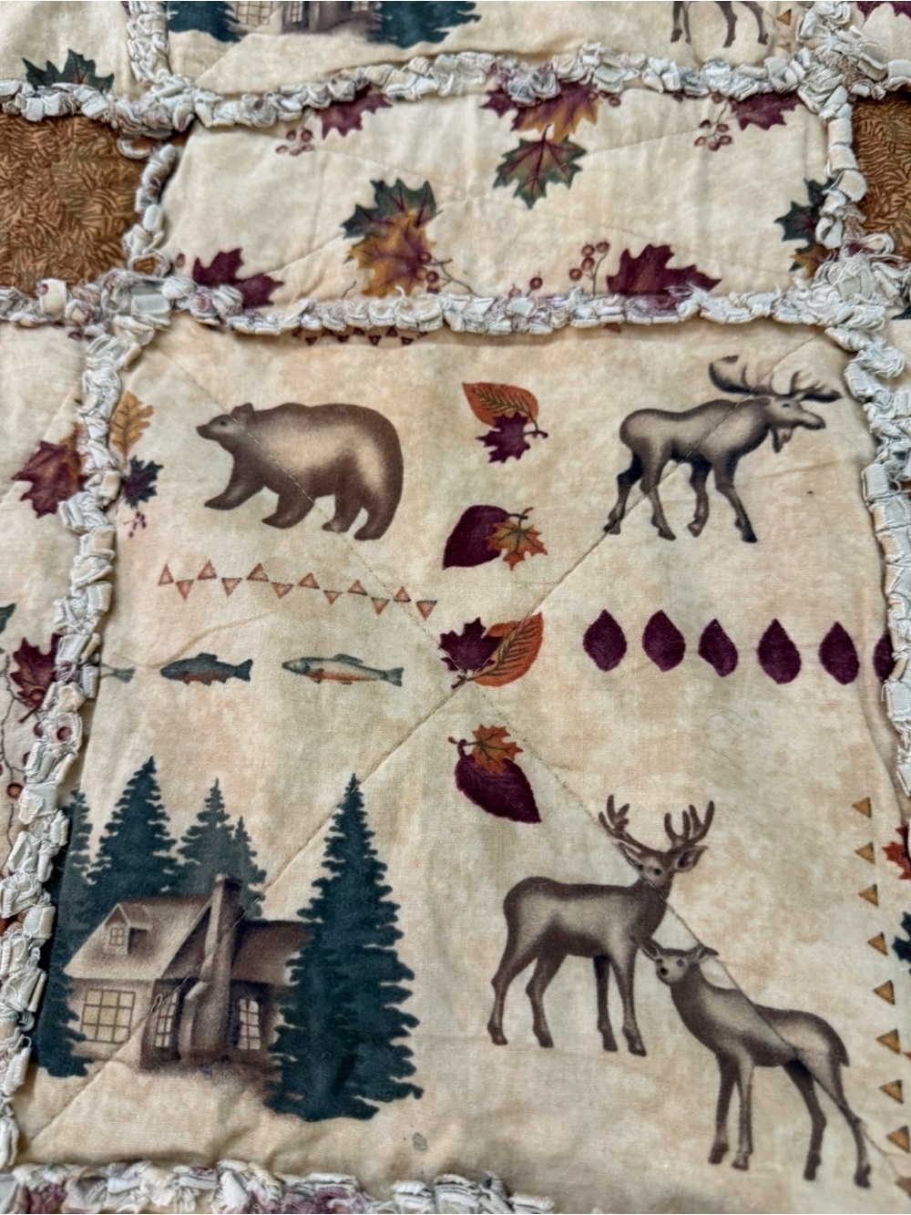 Wildlife Tan 47” X 71” Handmade Quilt - Picture 5 of 12